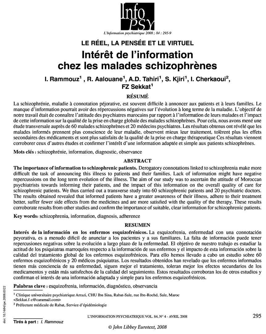 information schizophrenes 
